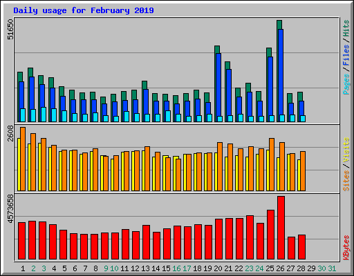 Daily usage for February 2019