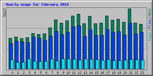 Hourly usage for February 2019
