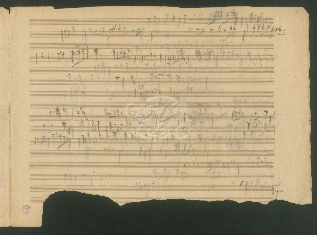 A Fr Elise kziratos vzlatnak egyik oldala (Forrs: Beethoven-Haus Bonn, digitlis archvum)